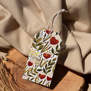 Burnt orange botanical floral illustration  gift tags