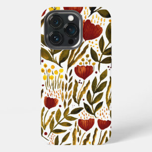 Burnt orange botanical floral illustration iPhone 13 pro case