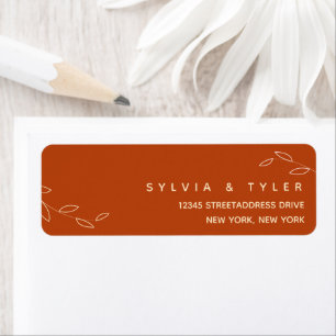 Burnt Orange Botanical Wedding Return Address Return Address Label
