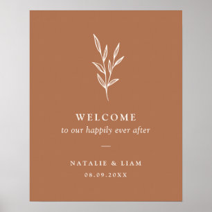 Burnt Orange Botanical Wedding Welcome Sign