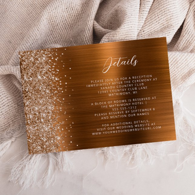 Burnt Orange Brushed Metal Wedding Details  Enclosure Card (Creator Uploaded)