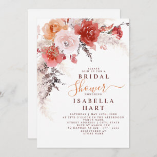 Burnt Orange Burgundy Terracotta Bridal Shower Invitation