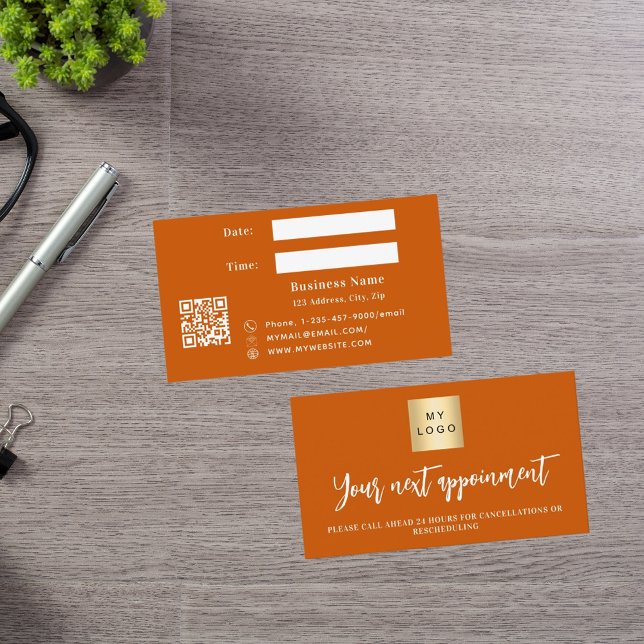 Burnt orange business logo appointment card (Creator Uploaded)