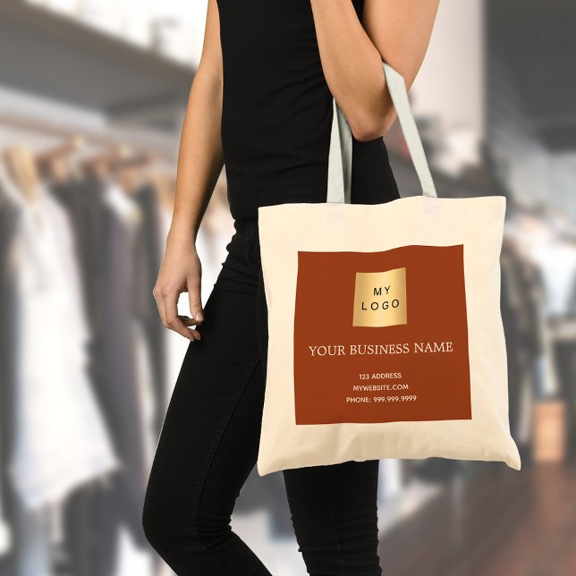 Burnt orange business logo tote bag (Creator Uploaded)