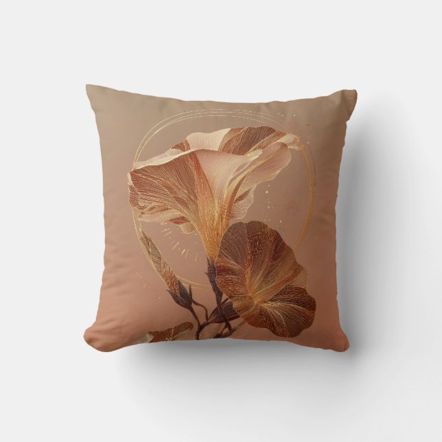 Burnt Orange Calla Lily Botanical Cushion (Front)