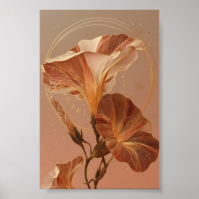 Burnt Orange Calla Lily Botanical Illustration Poster (Front)