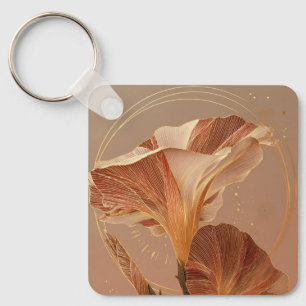 Burnt Orange Calla Lily Botanical Key Ring