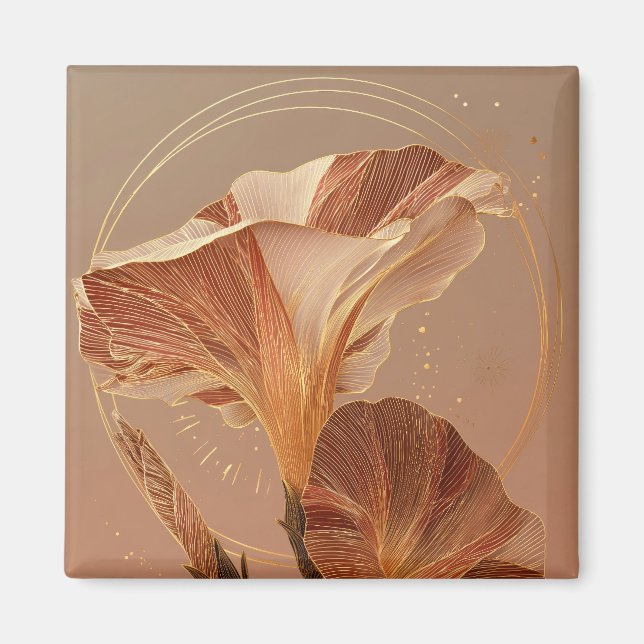 Burnt Orange Calla Lily Botanical Magnet (Front)