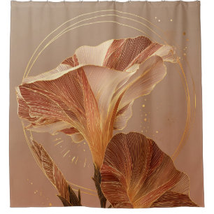 Burnt Orange Calla Lily Botanical Shower Curtain