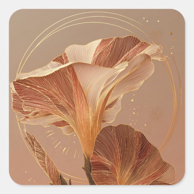 Burnt Orange Calla Lily Botanical Square Sticker (Front)