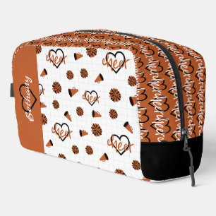 Burnt Orange Cheer Hearts, Pom Poms, Megaphone Dopp Kit