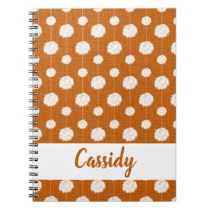 Burnt Orange Cheerleader Pom Pom Pattern Notebook