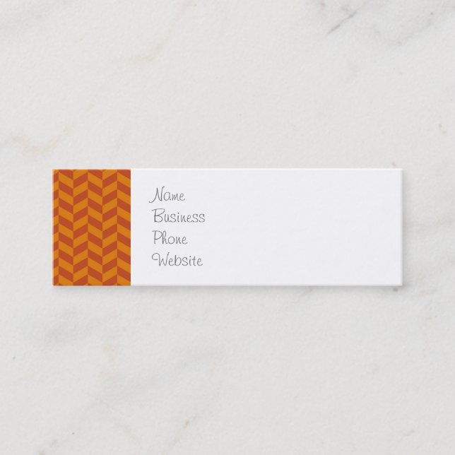 Burnt Orange Chevron Zig Zag Stripes Pattern Mini Business Card (Front)