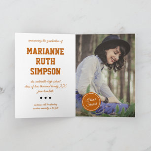 Burnt Orange Circles Photo Graduation Invitation