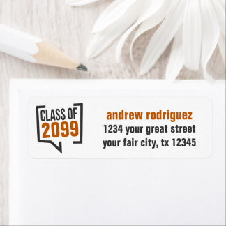 Burnt Orange Class Year Speech Bubble Label Return Address Label