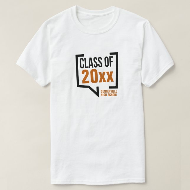 Burnt Orange Class Year Speech Bubble T-Shirt (Design Front)