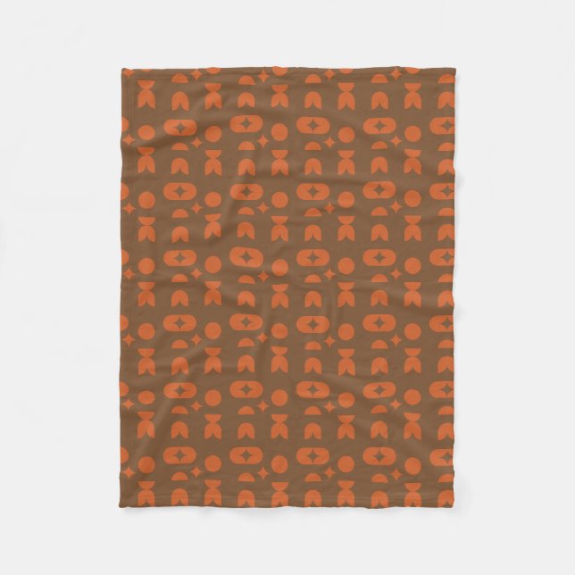 Burnt Orange & Cocoa Brown Abstract Geometric  Fleece Blanket (Front)