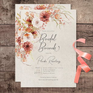 Burnt Orange & Cream Boho Floral Bridal Brunch Invitation
