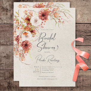 Burnt Orange & Cream Boho Floral Bridal Shower Invitation