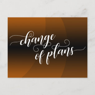 Burnt Orange Curve Change of Plans Wedding Update Postcard