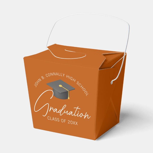 Burnt Orange Custom Graduation Party Fortune Favour Box (Front Side)