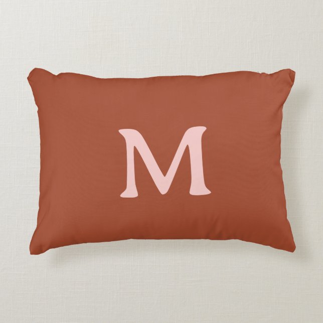 Burnt Orange Custom Monogram  Decorative Cushion (Front)