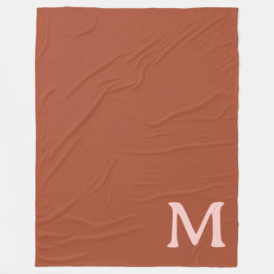 Burnt Orange Custom Monogram  Fleece Blanket