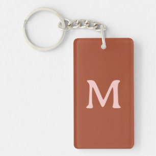Burnt Orange Custom Monogram  Key Ring