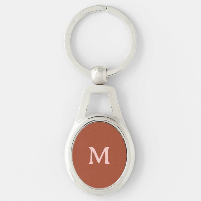 Burnt Orange Custom Monogram  Key Ring (Front)