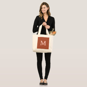 Burnt Orange Custom Monogram Large Tote Bag