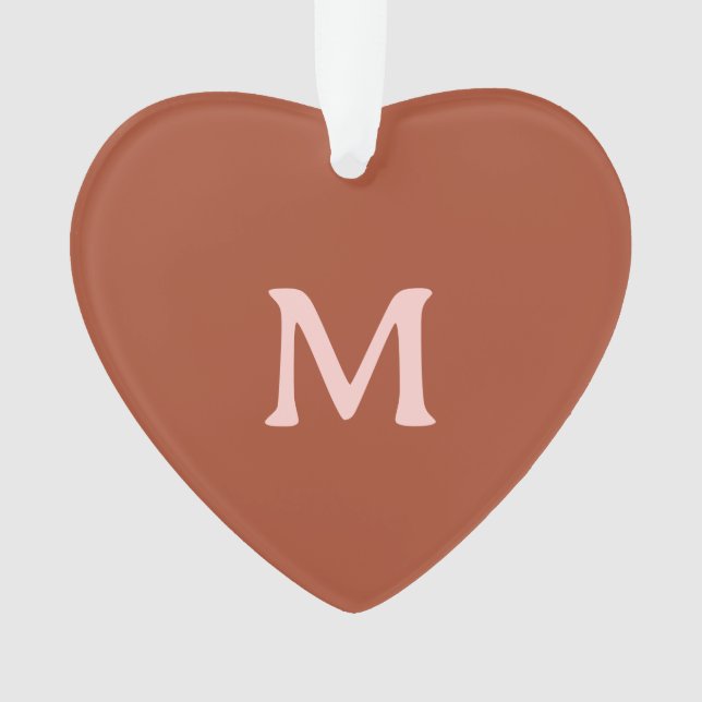 Burnt Orange Custom Monogram Photo Ornament (Front)