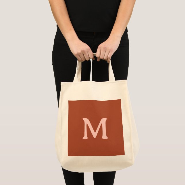 Burnt Orange Custom Monogram  Tote Bag (Front (Product))