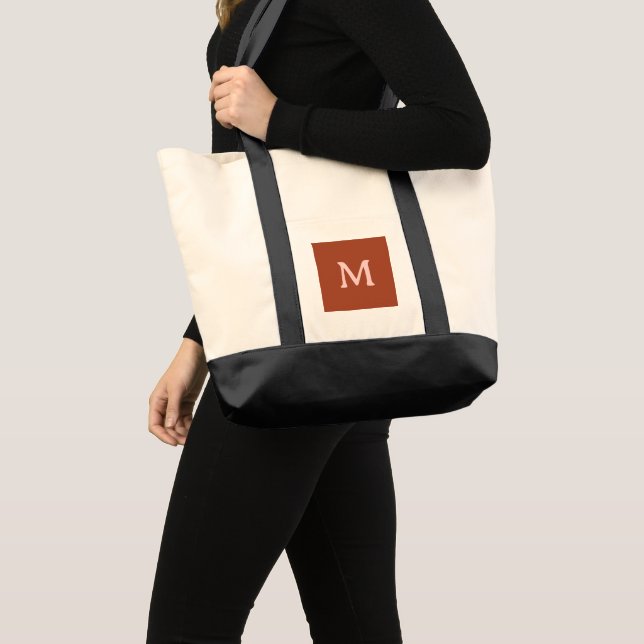 Burnt Orange Custom Monogram  Tote Bag (Front (Product))