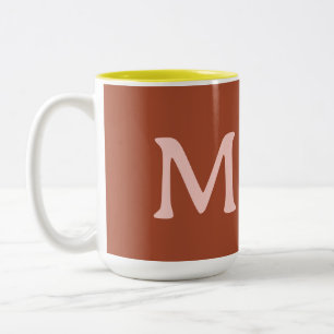 Burnt Orange Custom Monogram  Two-Tone Coffee Mug