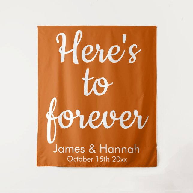Burnt Orange Custom Wedding Photo Booth Backdrop Tapestry (Front)