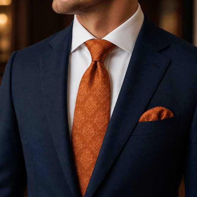 Burnt Orange Damask Tie (Creator Uploaded)