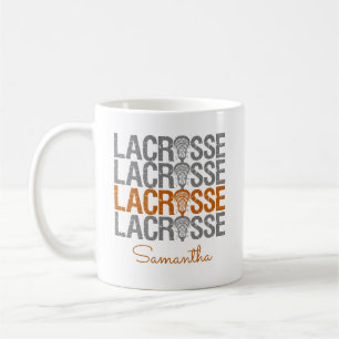 Burnt Orange Distressed Lacrosse Word Coffee Mug