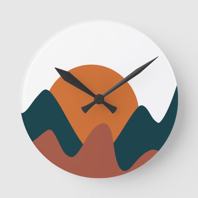 Burnt Orange Earth Tones Abstract Background  Round Clock (Front)