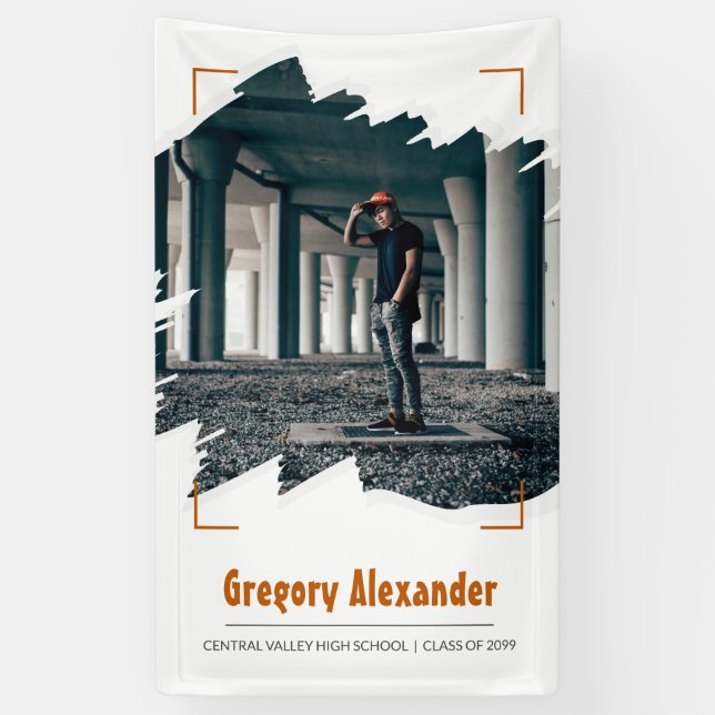 Burnt Orange Edgy Abstract Brushstroke Photo Grad Banner (Vertical)