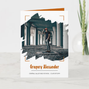 Burnt Orange Edgy Abstract Brushstroke Photo Invitation