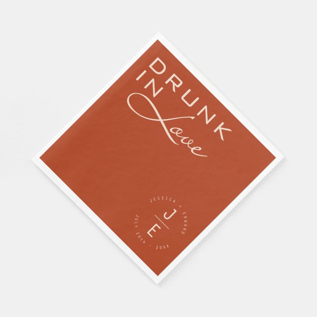 Burnt Orange Elegant Monogram Chic Minimal Script Napkin (Corner)