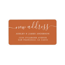 Burnt Orange Elegant Script New Address Label