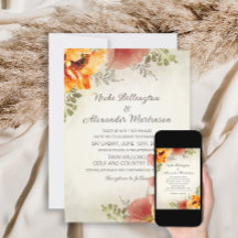 Burnt Orange Fall Autumn Floral Greenery Wedding