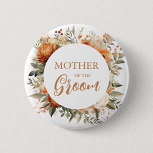 Burnt Orange Fall Floral Mother Of The Groom 6 Cm Round Badge