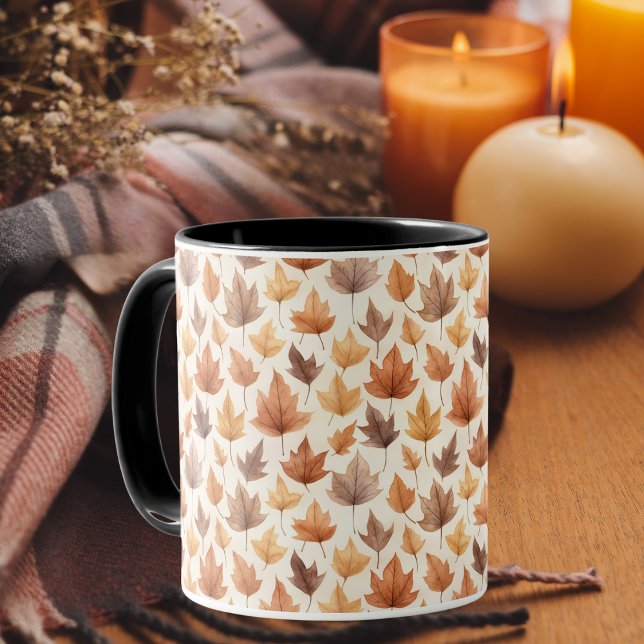 Burnt Orange Fall Leaves Maple Leaf Pattern Autumn Mug (Creator Uploaded)