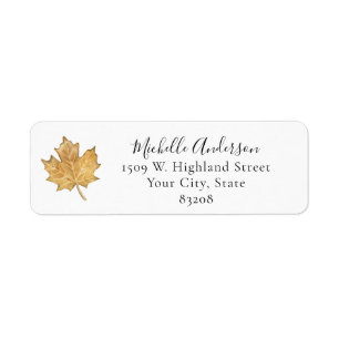 Burnt Orange Fall Maple Leaf Return Address Label