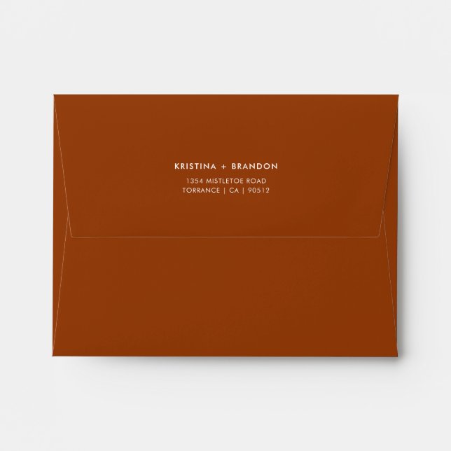 Burnt Orange Fall Terracotta Wedding A2 Size Envelope (Back (Top Flap))