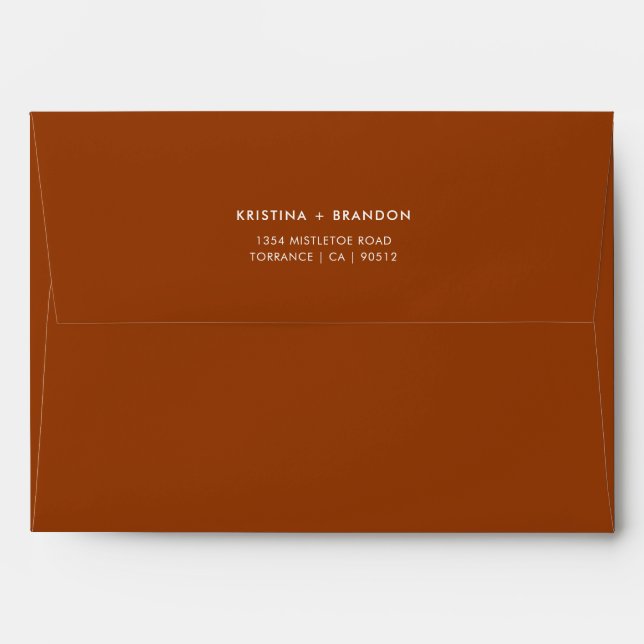Burnt Orange Fall Terracotta Wedding Address Envelope (Back (Top Flap))