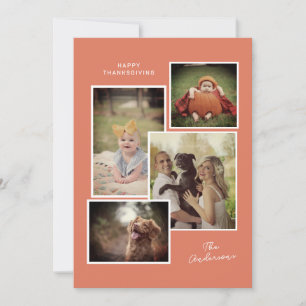 Burnt Orange Family Photo Collage Thanksgiving Holiday Card