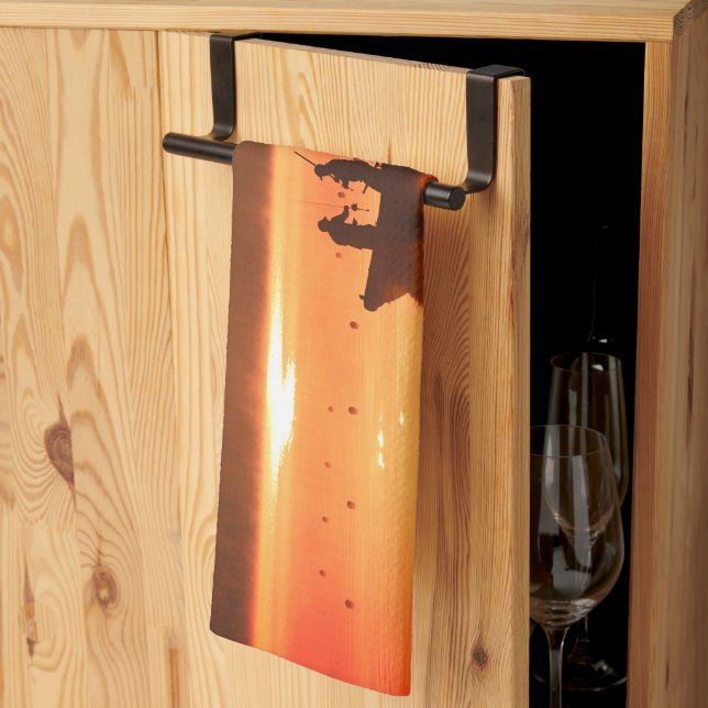 Burnt Orange Fisherman Tea Towel (Thirds Fold)